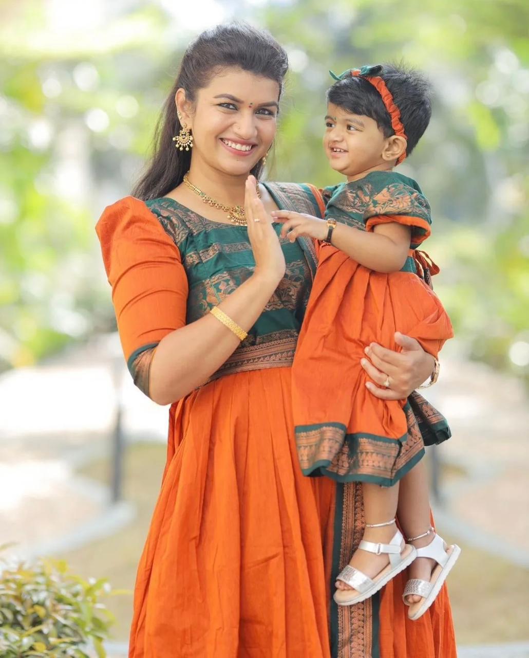 Orange Kalyani Cotton Festive Maxi - Image 2