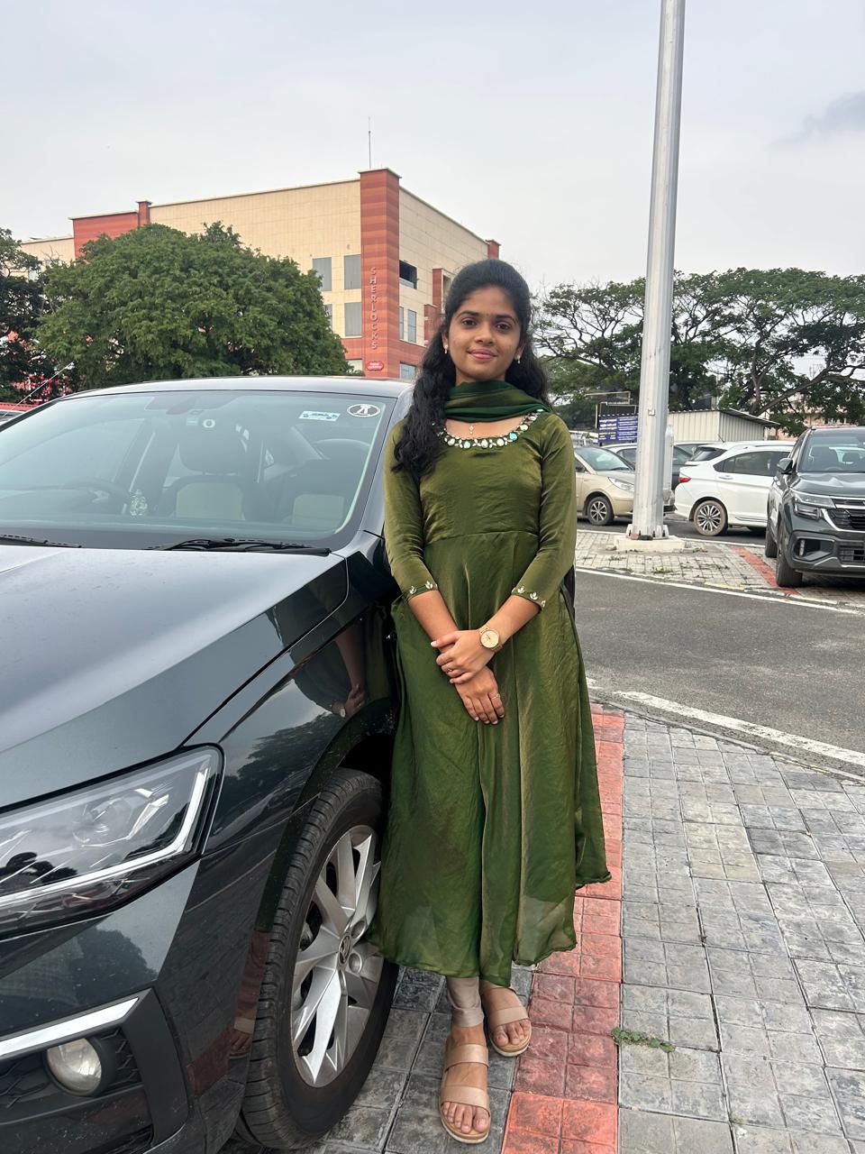 Olive Green Space Silk Anarkali - Image 2