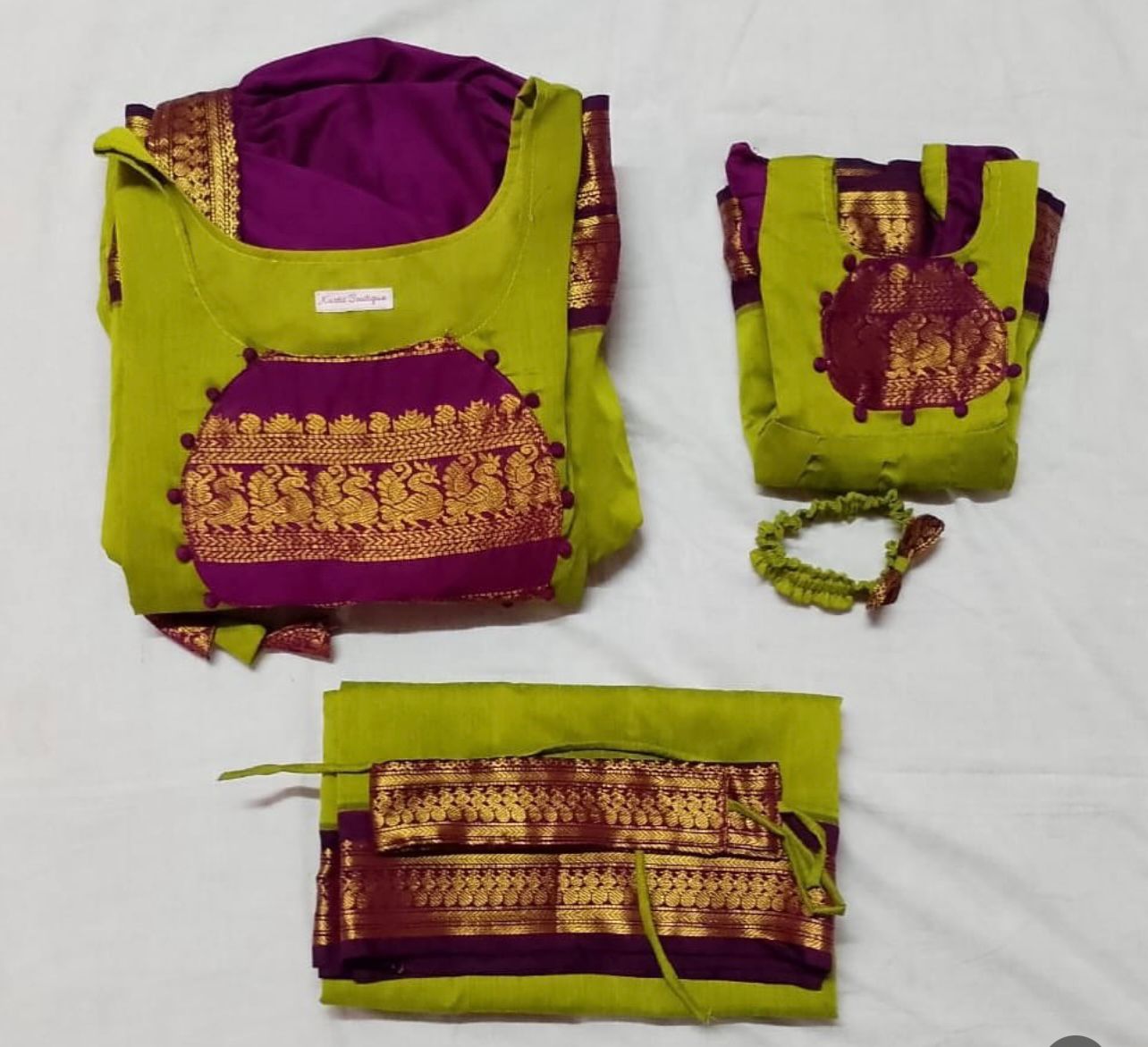 Parrot Green Kalyani Cotton Festive Maxi - Image 2