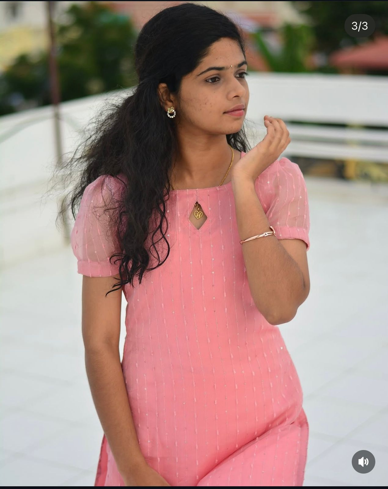 Peach Pink sequence georgette Kurti - Image 2