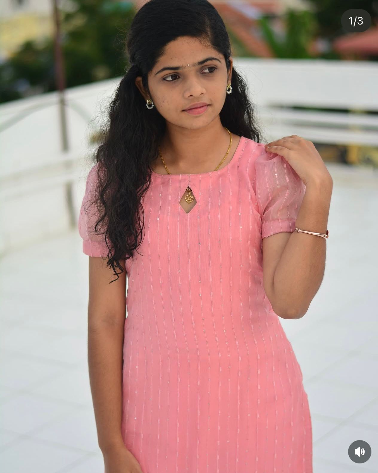 Peach Pink sequence georgette Kurti - Image 3